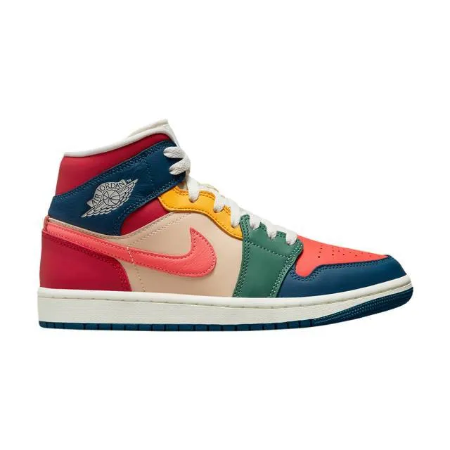 Nike women's air jordan 1 mid se (multi-color/ french blue/ magic ember) sizes 6-10 dn3738-400