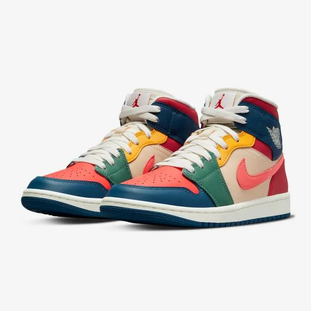 Nike women's air jordan 1 mid se (multi-color/ french blue/ magic ember) sizes 6-10 dn3738-400