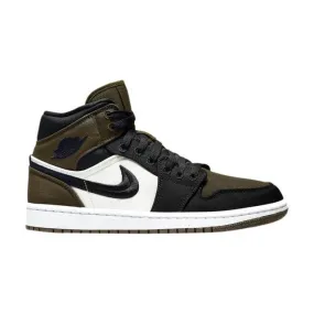 Nike women's air jordan 1 mid se (olive toe/ green light olive/ sail/ white/ black) sizes 6-10 dv042