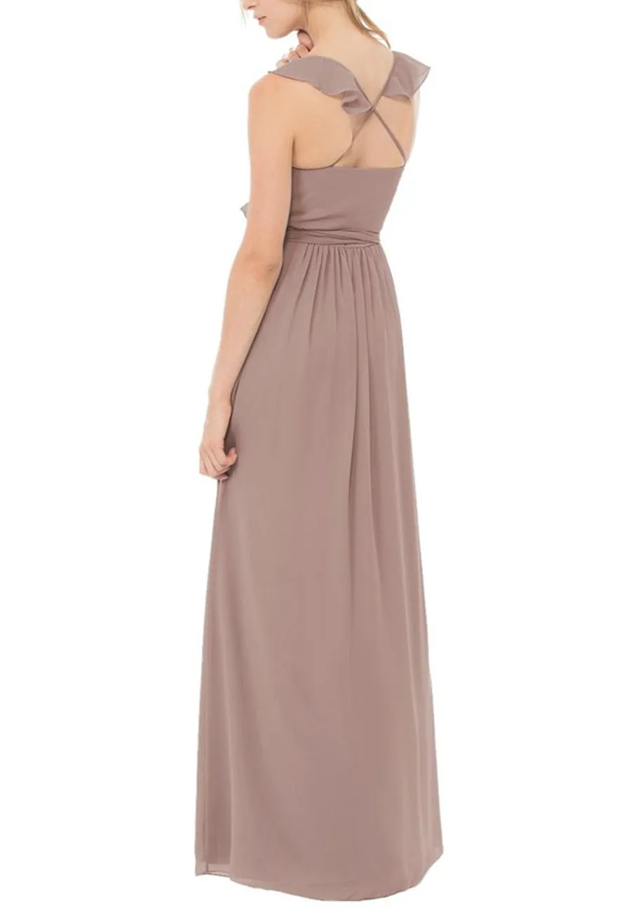 Nude Lacey Angel Wing Wrap Maxi Dress