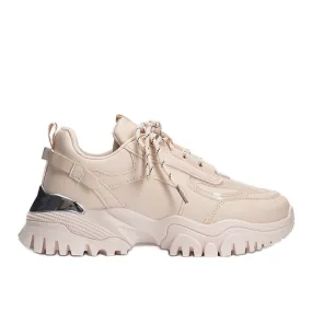 Nude Trainers with metallic Ansley inserts pink