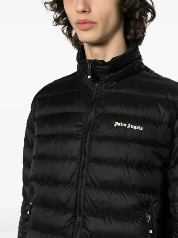 Palm Angels Logo Print Padded Jacket Black/Ow | Luxury and style at your fingertips