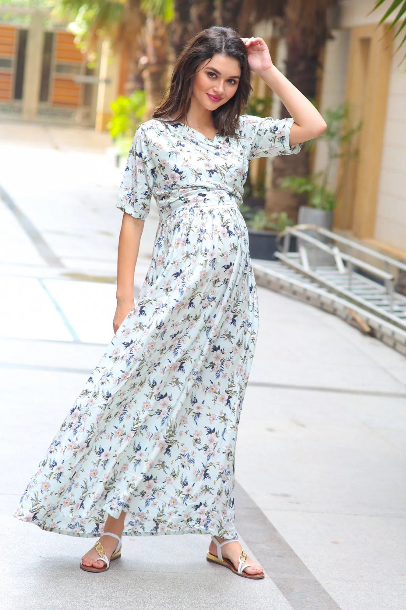 Pastel Orchid Maternity & Nursing Wrap Dress