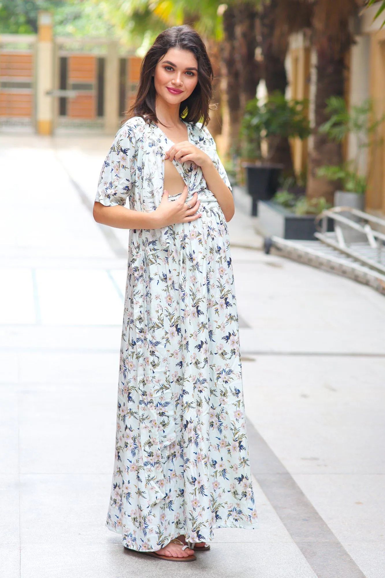 Pastel Orchid Maternity & Nursing Wrap Dress