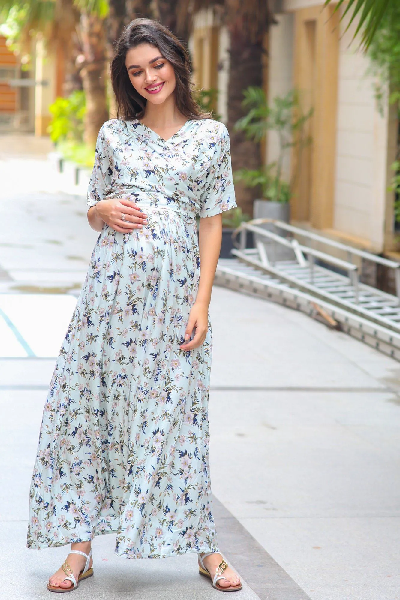 Pastel Orchid Maternity & Nursing Wrap Dress