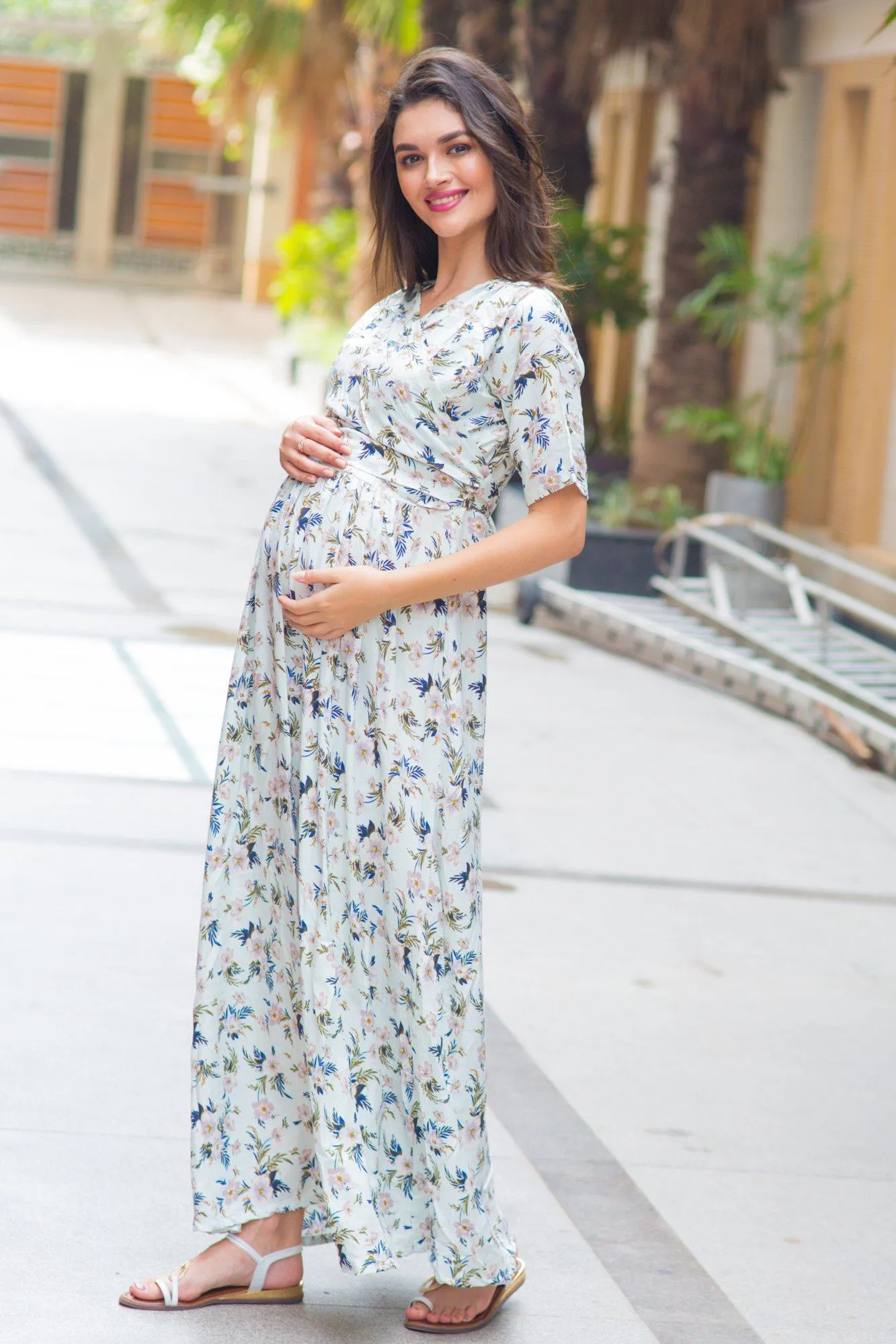 Pastel Orchid Maternity & Nursing Wrap Dress