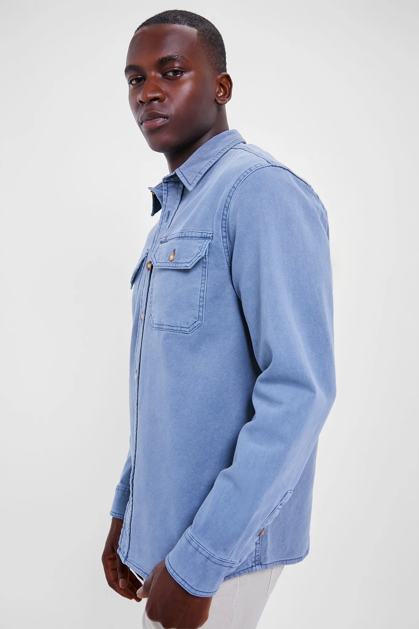 Petrol Blue Sunwashed Shirt Jacket