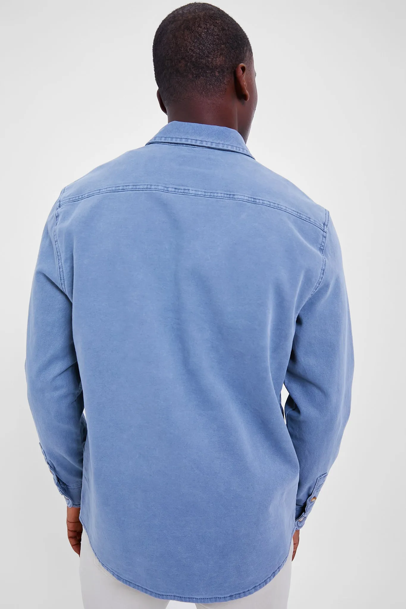 Petrol Blue Sunwashed Shirt Jacket