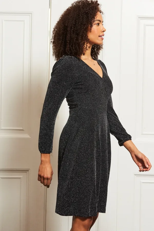 Pewter Metallic Wrap Jersey Dress