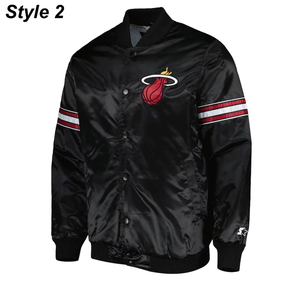 Pick & Roll Miami Heat Black Varsity Satin Jacket