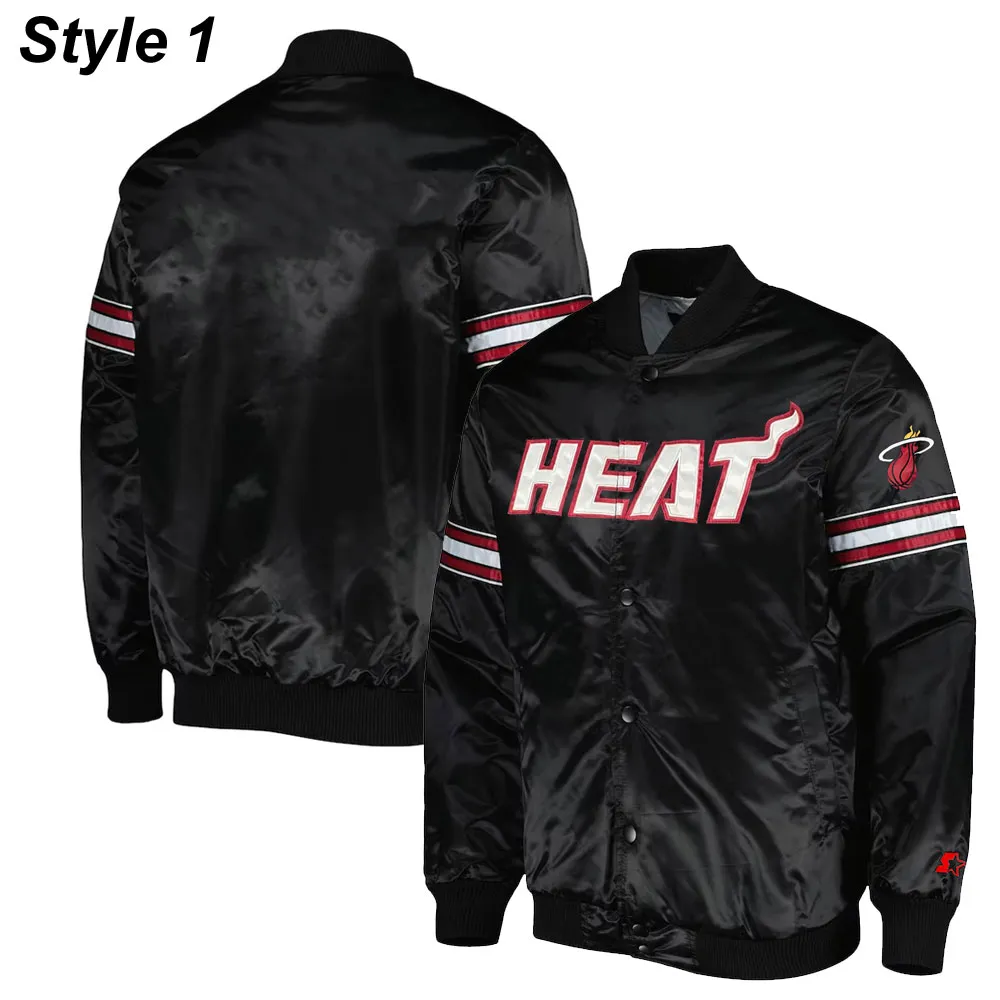 Pick & Roll Miami Heat Black Varsity Satin Jacket