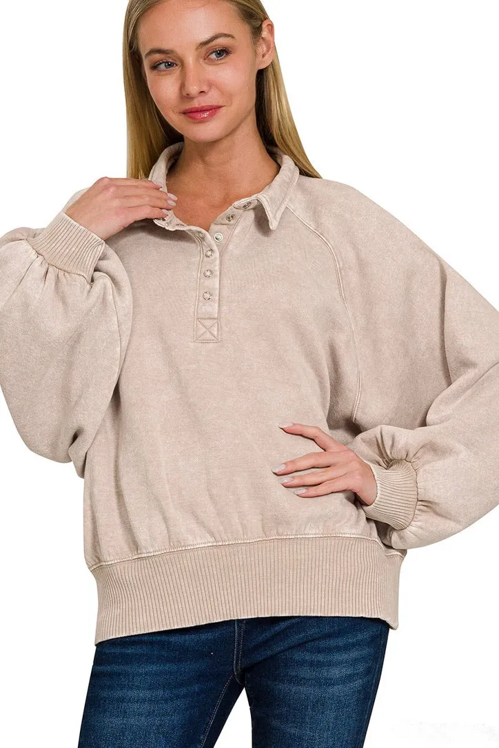 Piper Button Up Collared Pullover-Multiple Colors