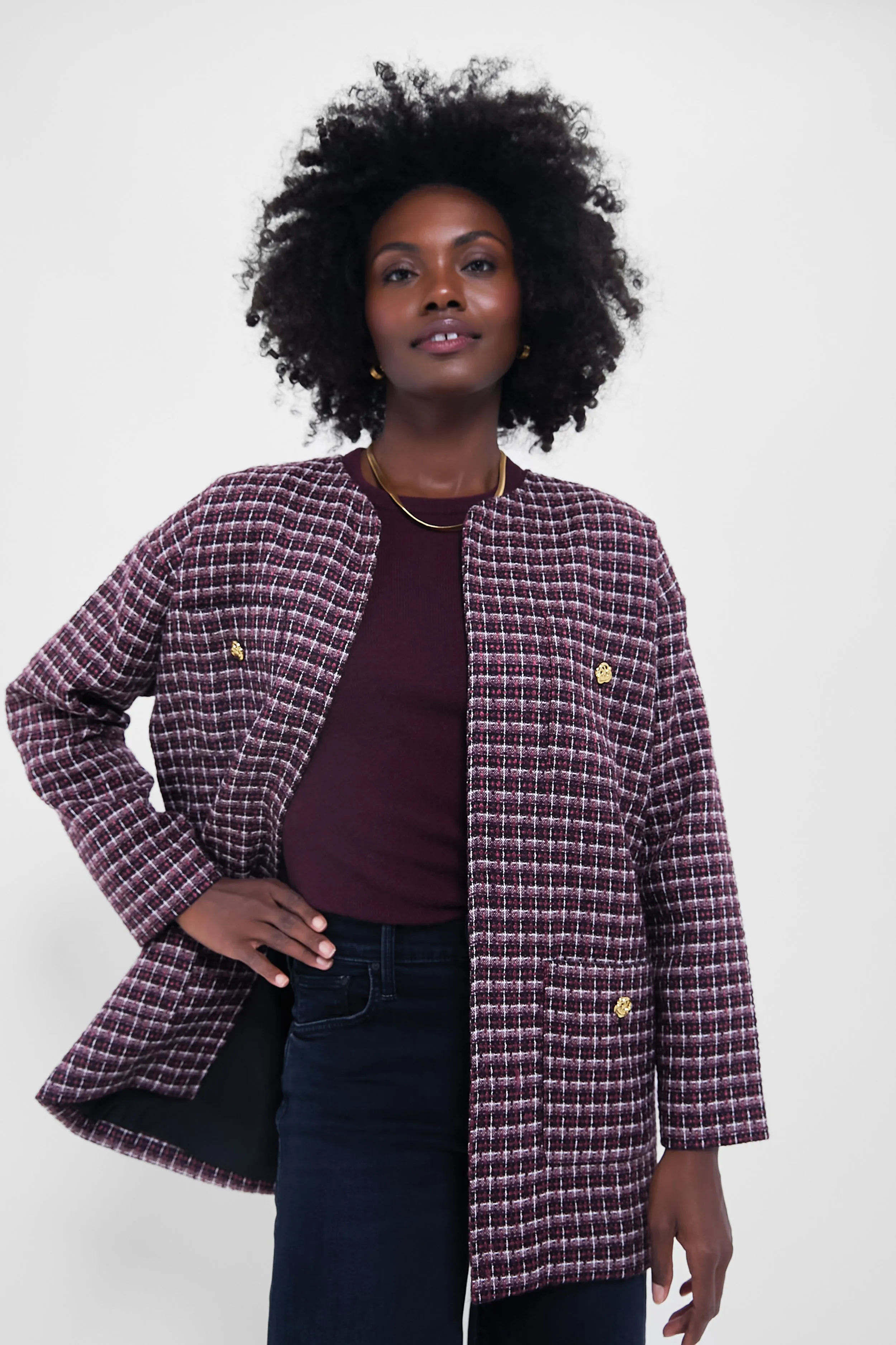 Plum Multi Tweed Gigi Jacket