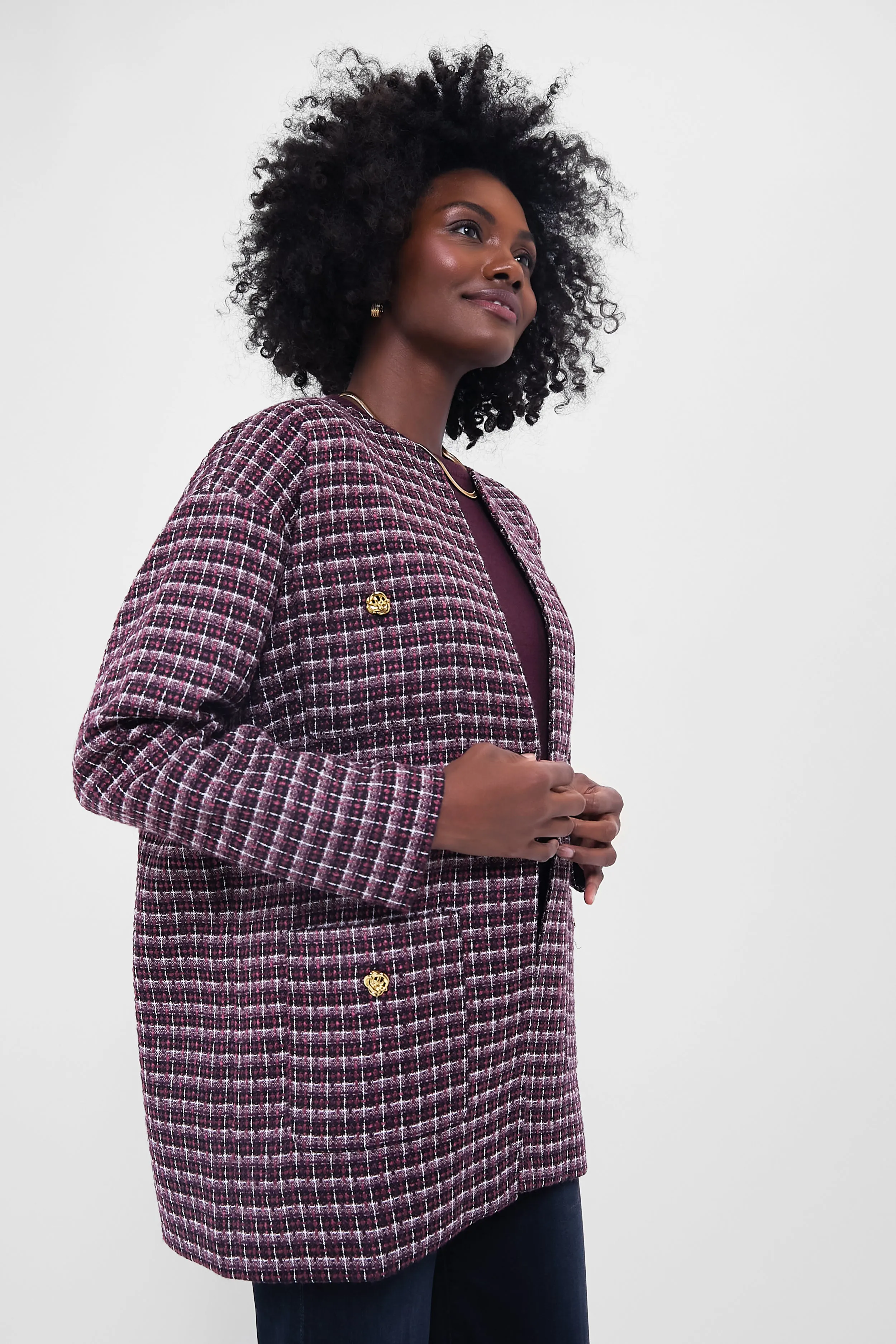 Plum Multi Tweed Gigi Jacket