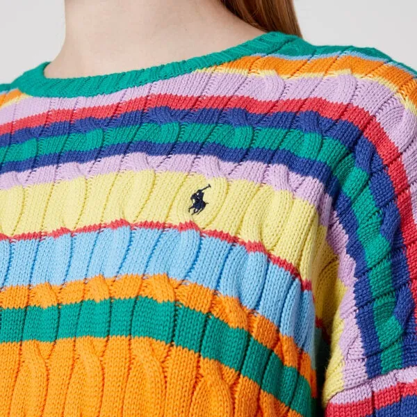 Polo Ralph Lauren Striped Cable-Knit Cotton Long Sleeve Pullover