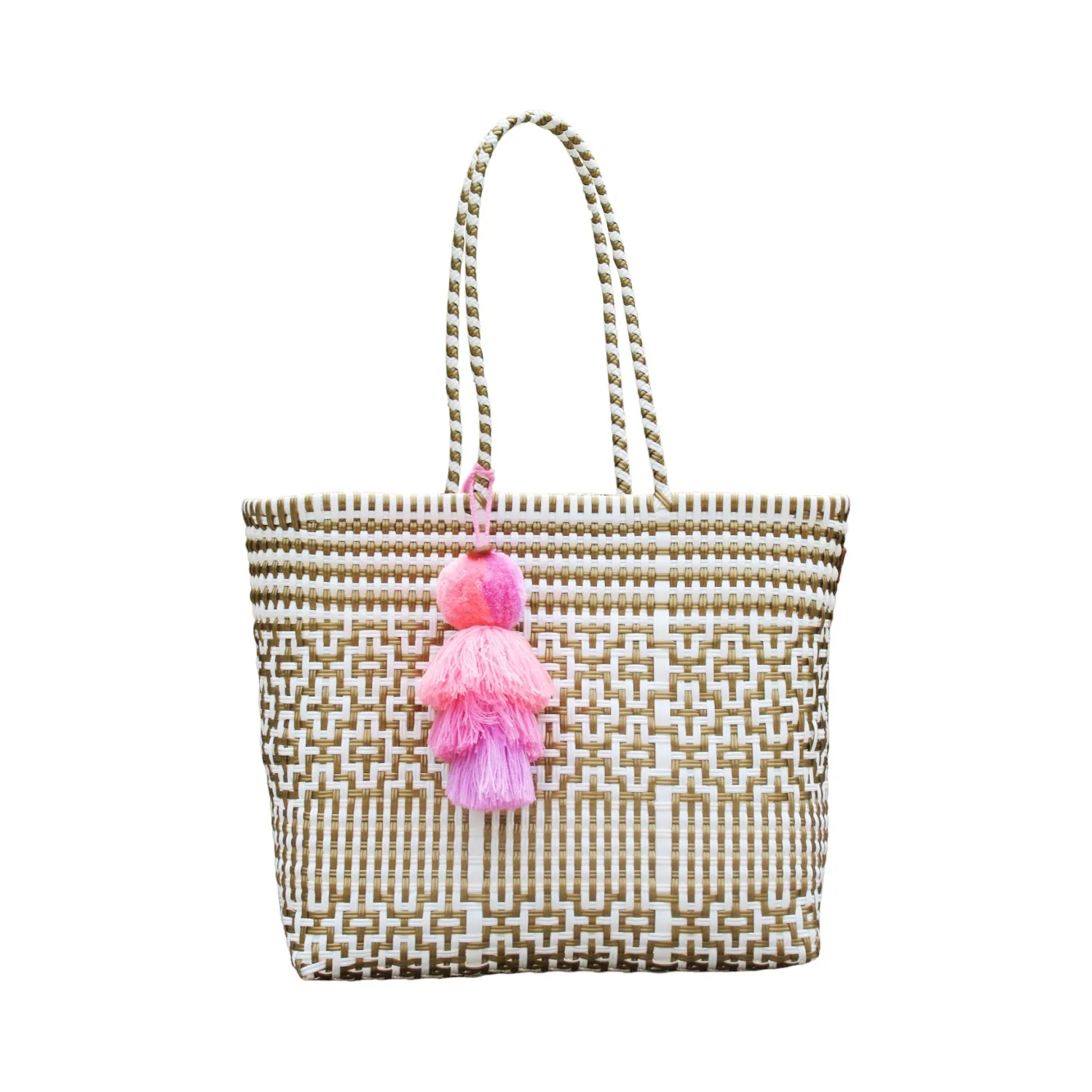 Preppy Tile Gold & White Citron Tote