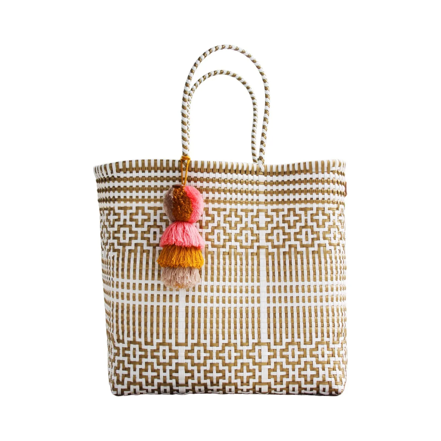 Preppy Tile Gold & White Citron Tote