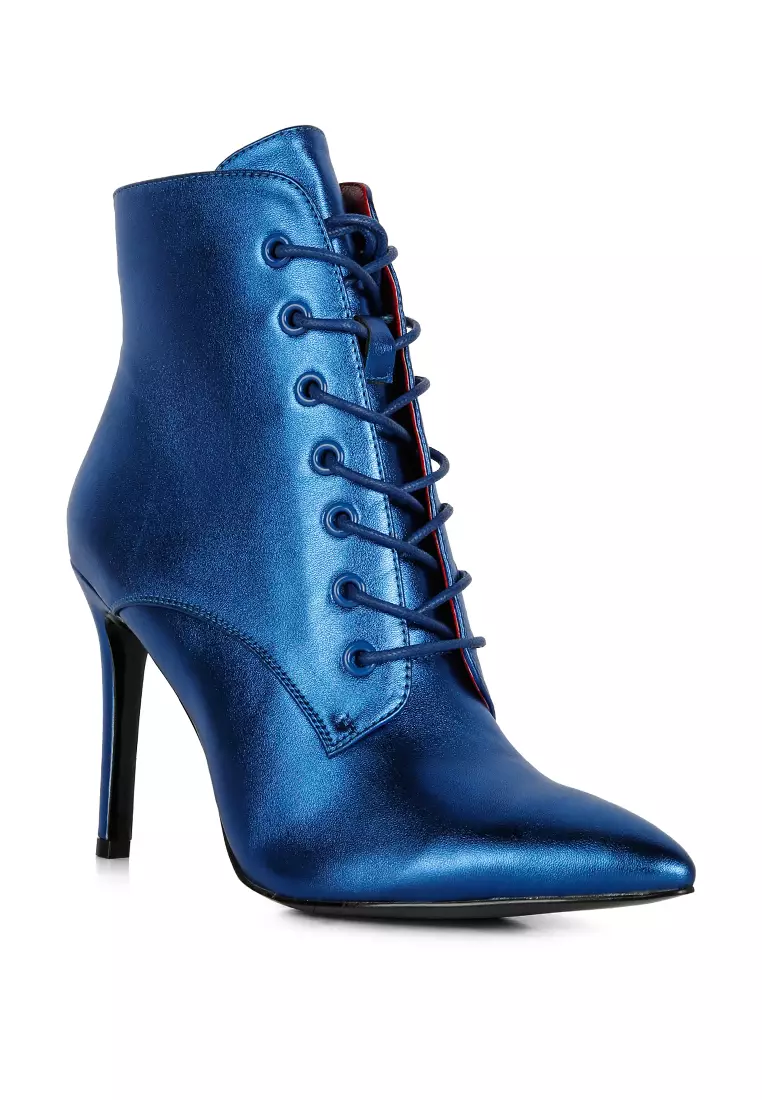 Rag & CO. Blue Metallic High Heeled Ankle Boot