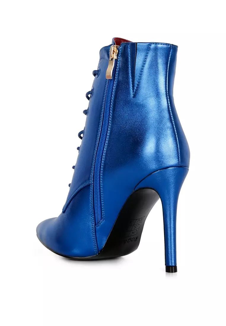 Rag & CO. Blue Metallic High Heeled Ankle Boot