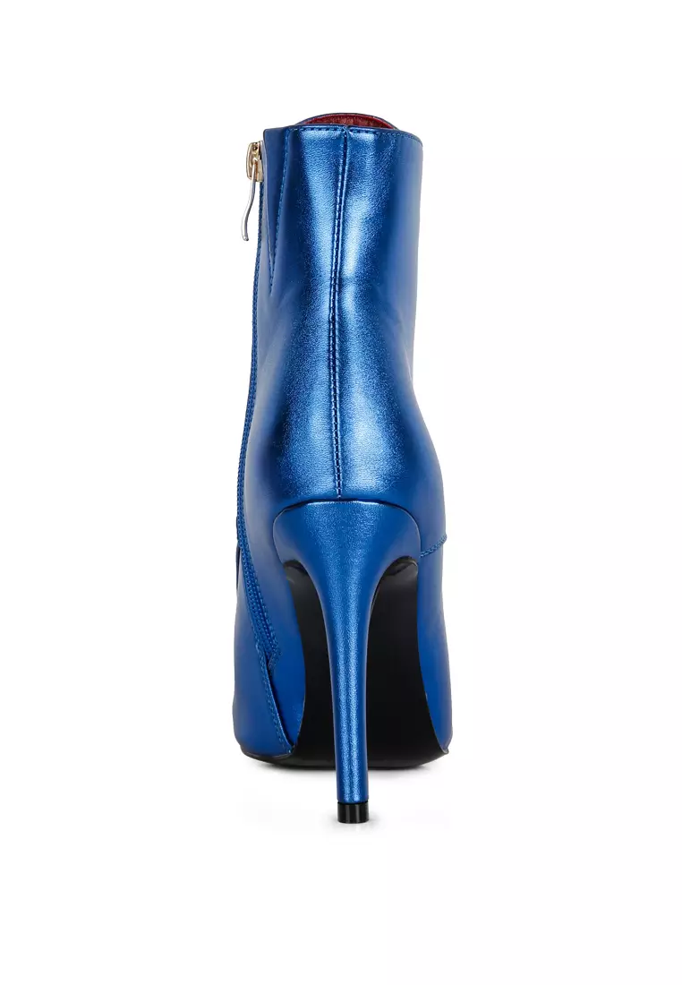 Rag & CO. Blue Metallic High Heeled Ankle Boot