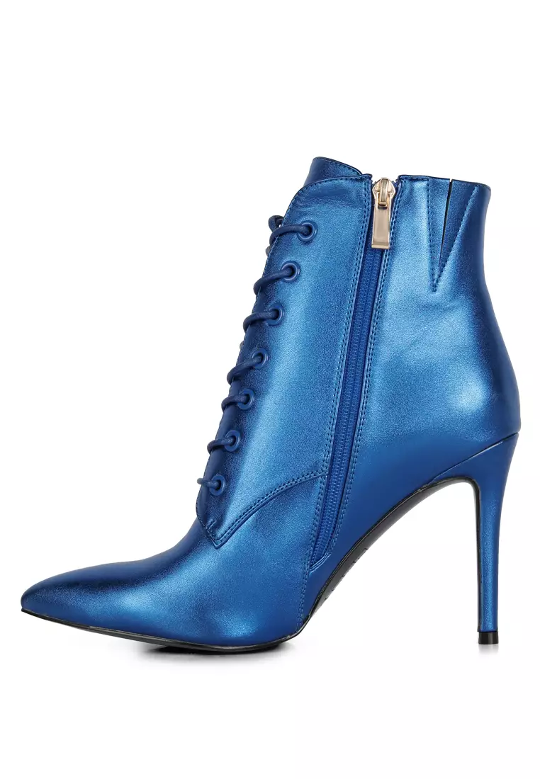 Rag & CO. Blue Metallic High Heeled Ankle Boot