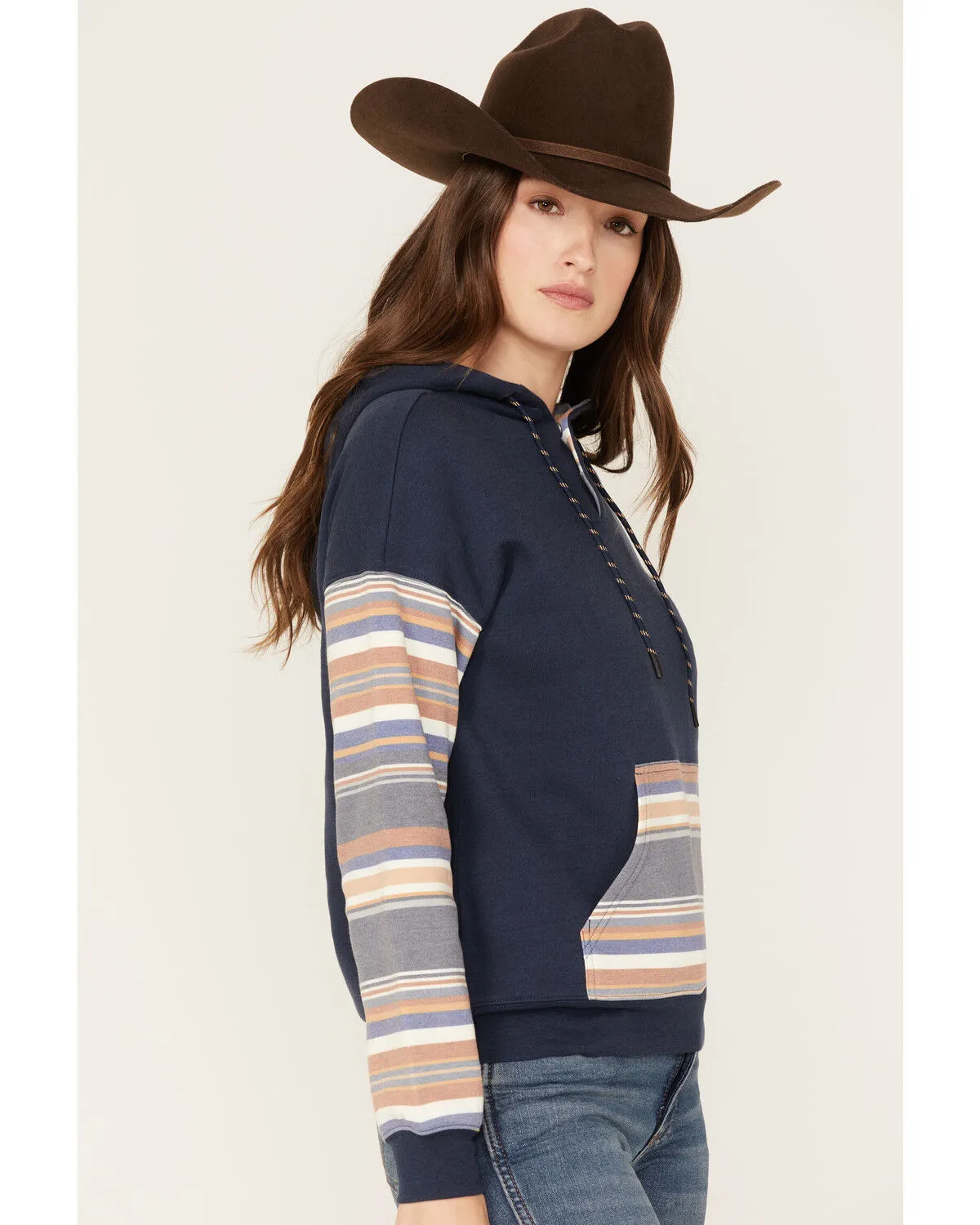 RANK 45® Women's Stripe Contrast Hooded Pullover