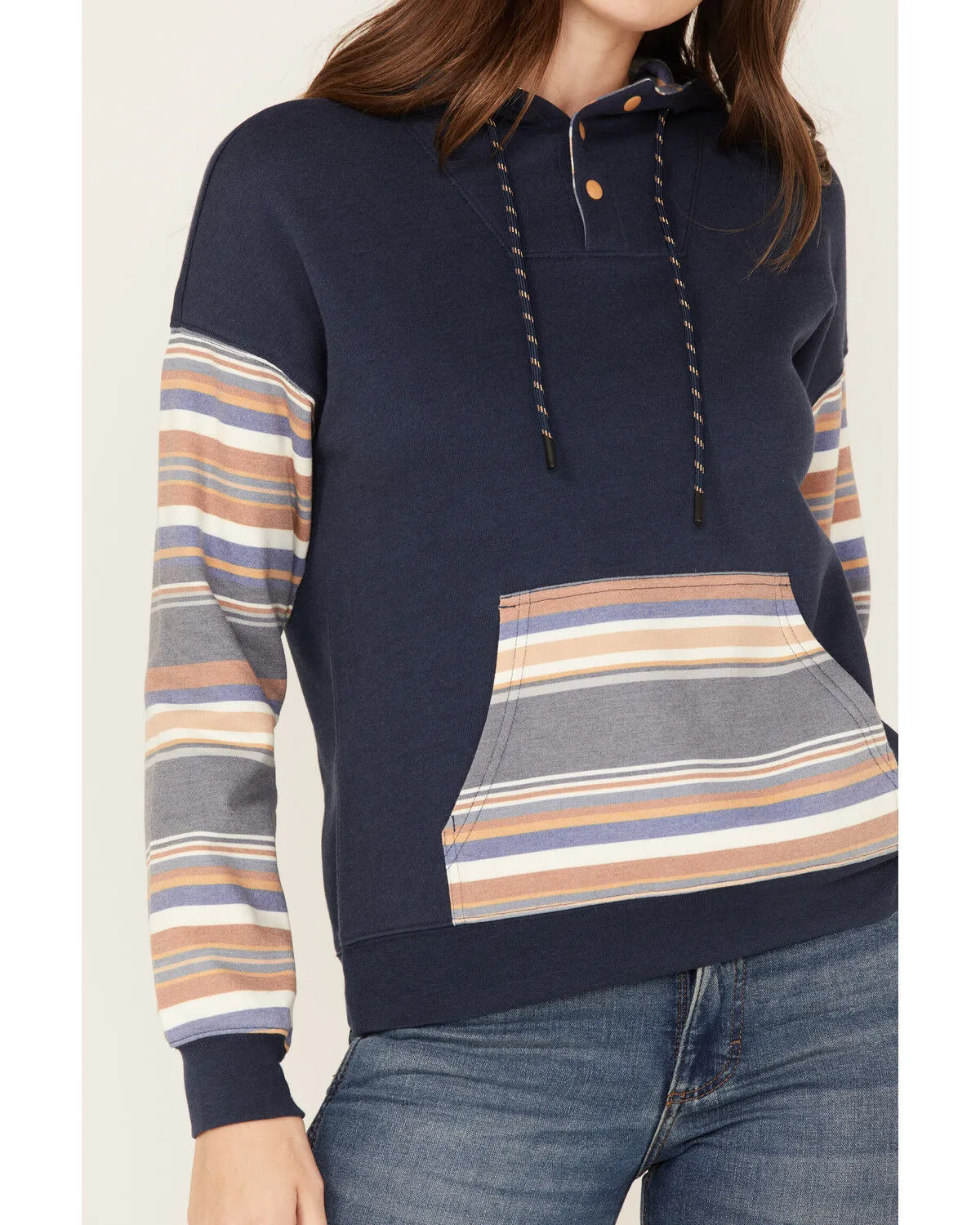 RANK 45® Women's Stripe Contrast Hooded Pullover