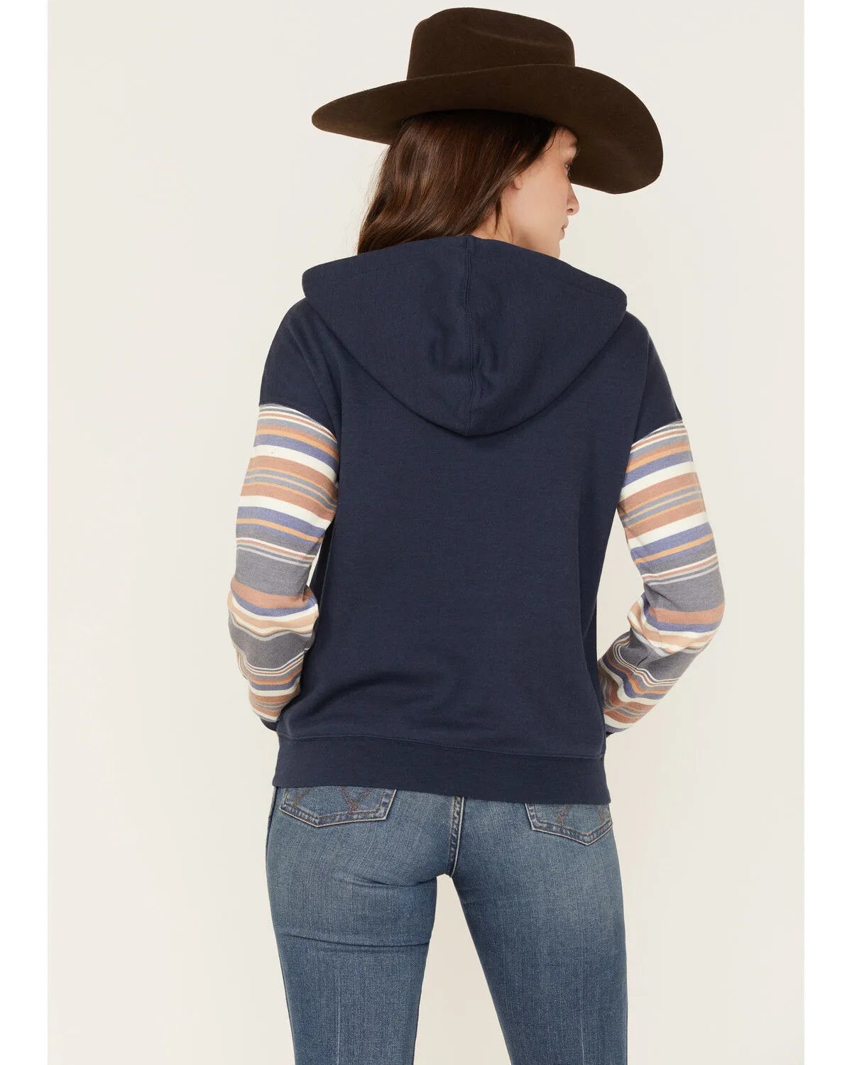 RANK 45® Women's Stripe Contrast Hooded Pullover