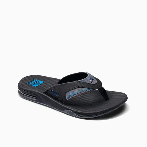 Reef Mens Fanning Sandals - Black/Pool Palm