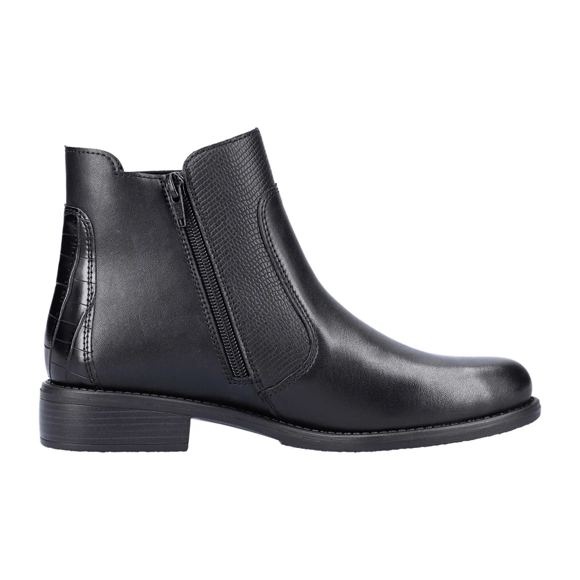 Remonte Women's Chelsea Boot Black Leather Breathable Lightweight Comfortable