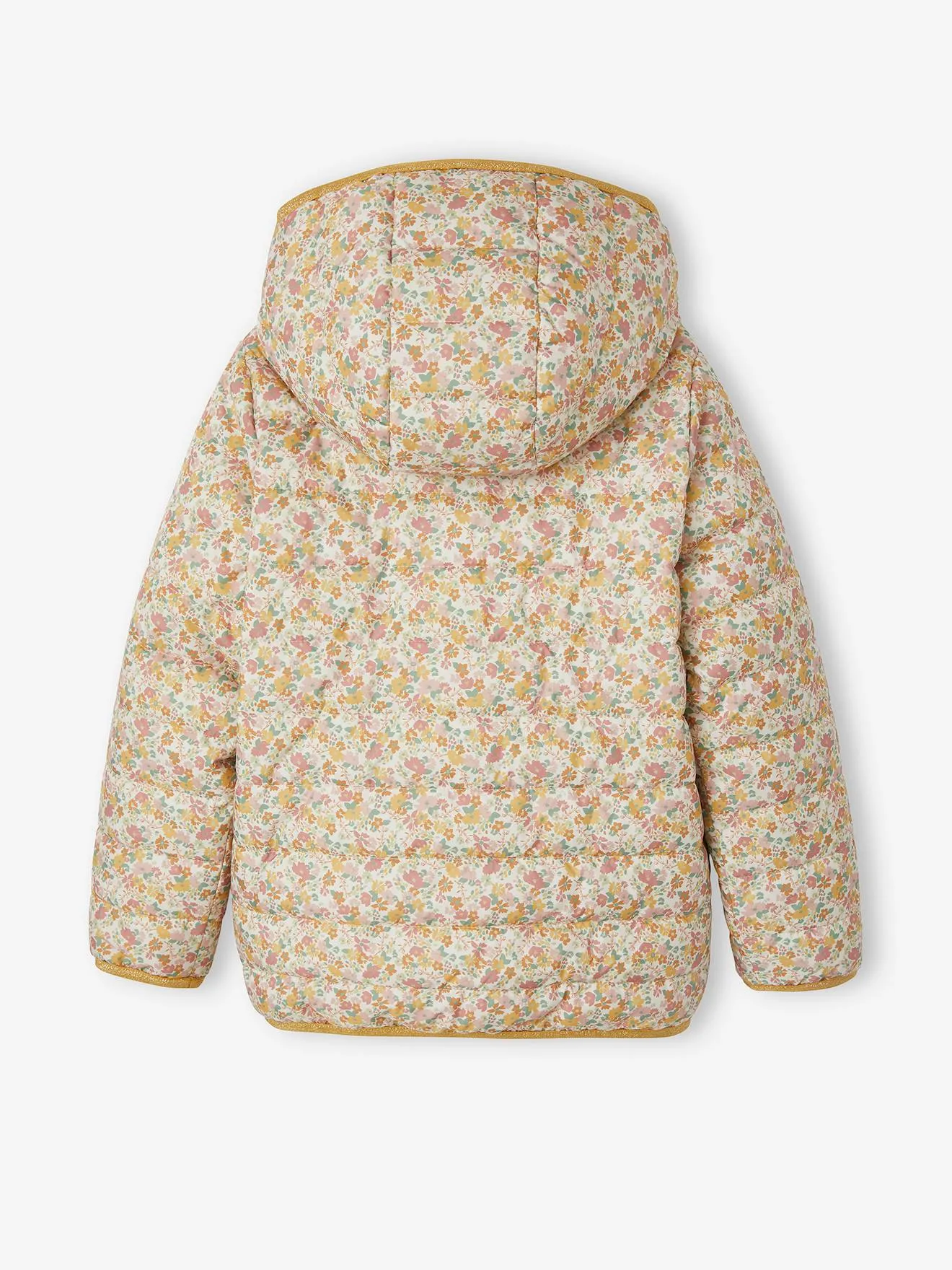 Reversible Lightweight Padded Jacket with Padding in Recycled Polyester, for Girls - pink bright all over printed