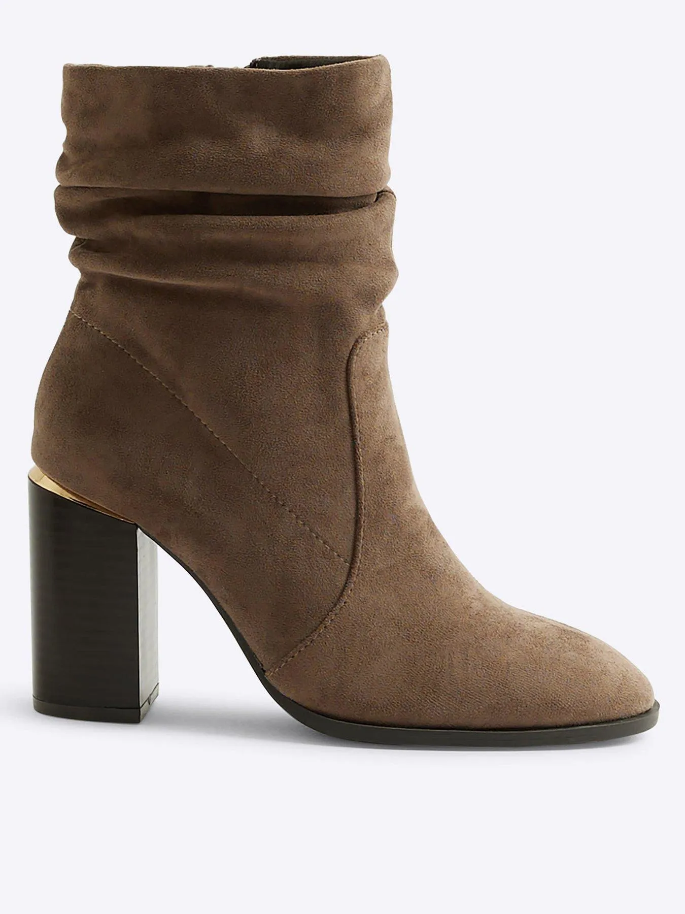 River Island Slouch Heeled Ankle Boot - Light Grey