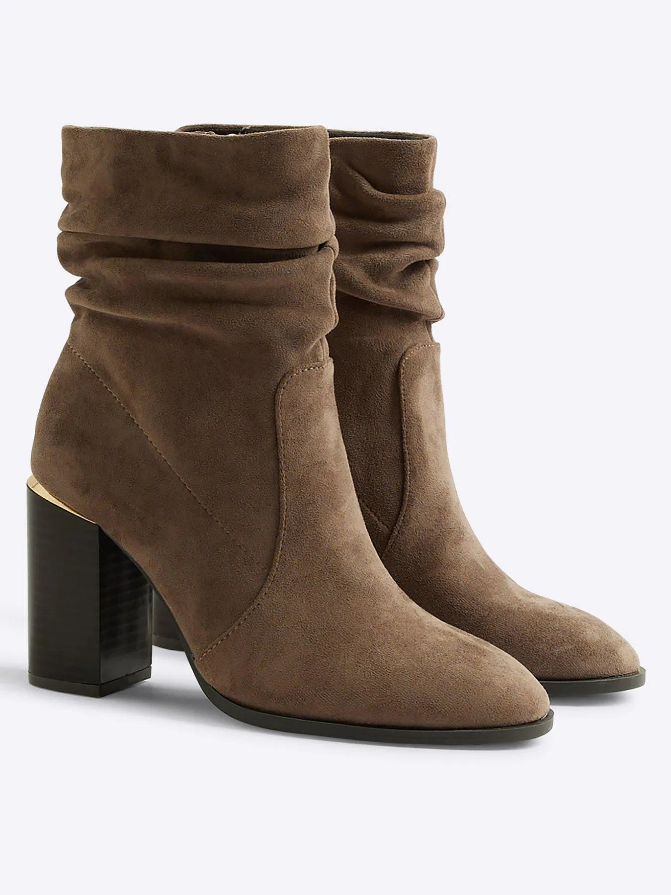 River Island Slouch Heeled Ankle Boot - Light Grey