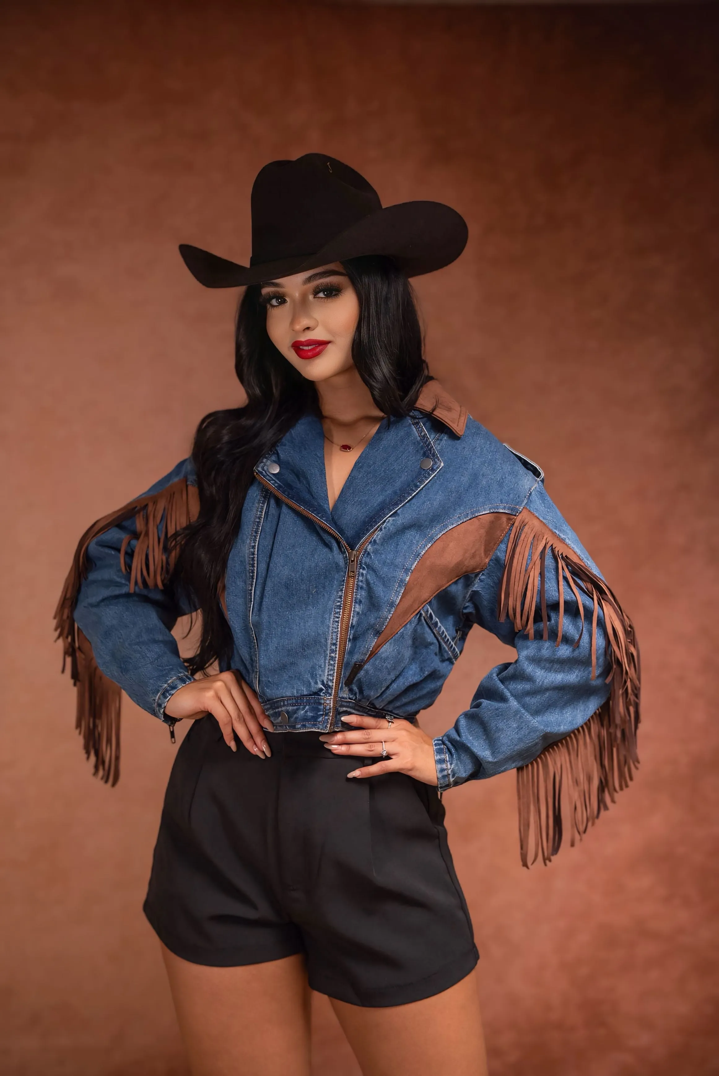 Rock & Roll Denim Indigo & Suede Fringe Jacket BW92D04921 TC