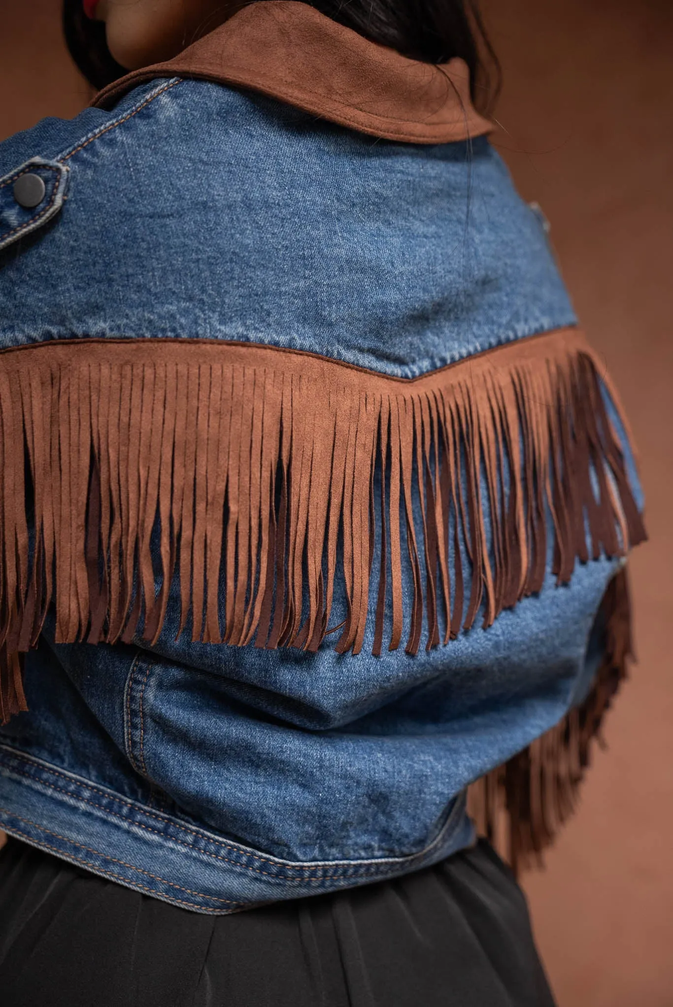 Rock & Roll Denim Indigo & Suede Fringe Jacket BW92D04921 TC