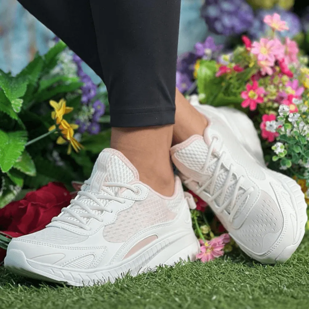 Skechers Bobs Find Solace White and Pink Chunky Trainers