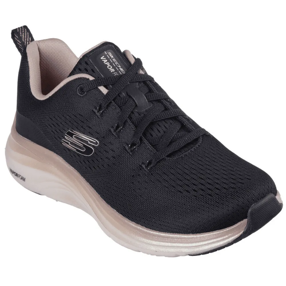 Skechers Vapor Foam Black and Rose Gold Trainers