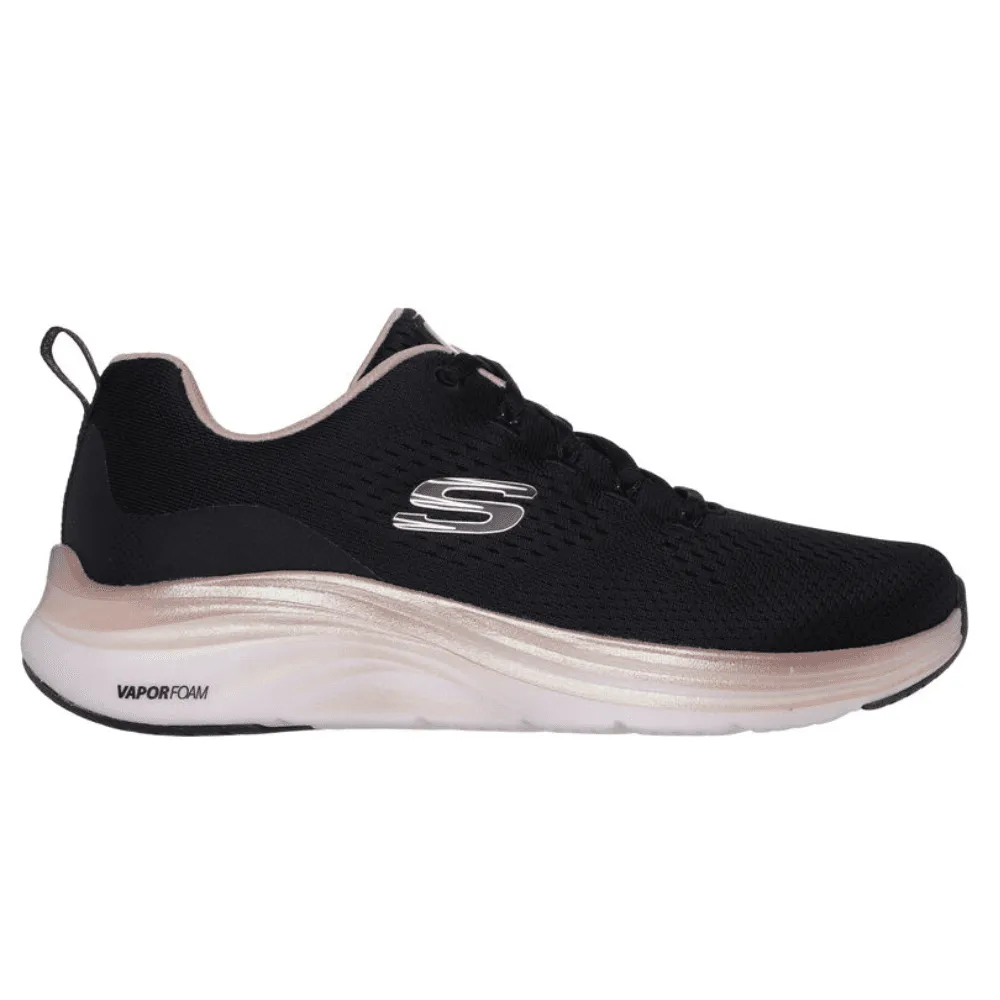 Skechers Vapor Foam Black and Rose Gold Trainers