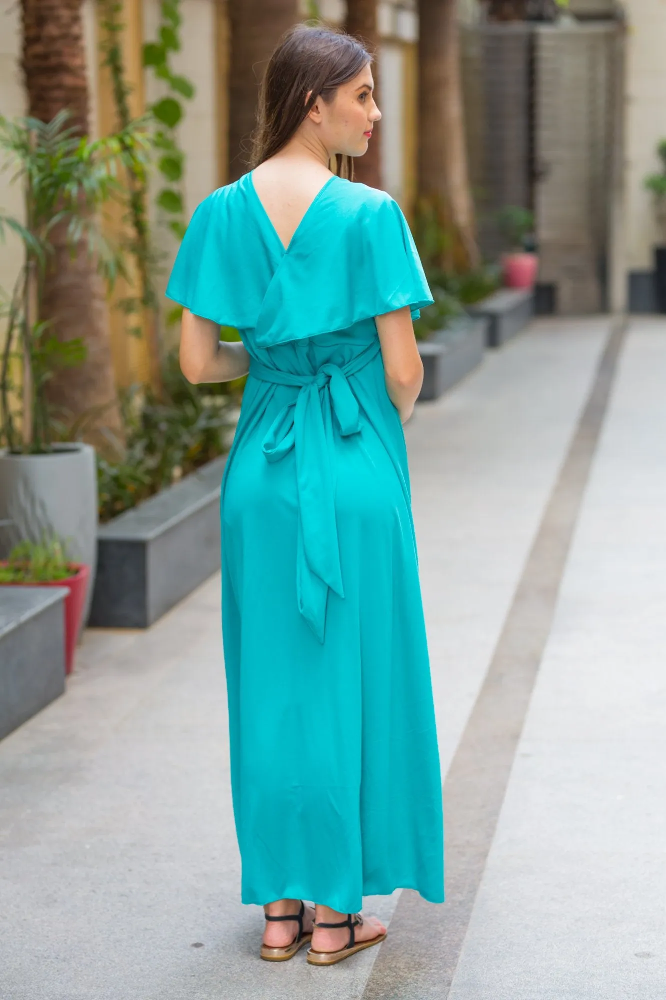 Sky Stretchable Maternity & Nursing Wrap Dress