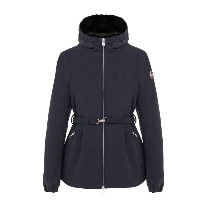 SOFTSHELL JACKET WITH HOOD AND BELT Woman Navy