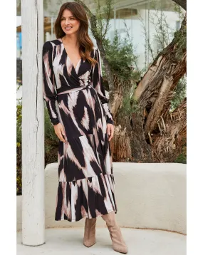 Sosandar Animal Print Midi Wrap Dress