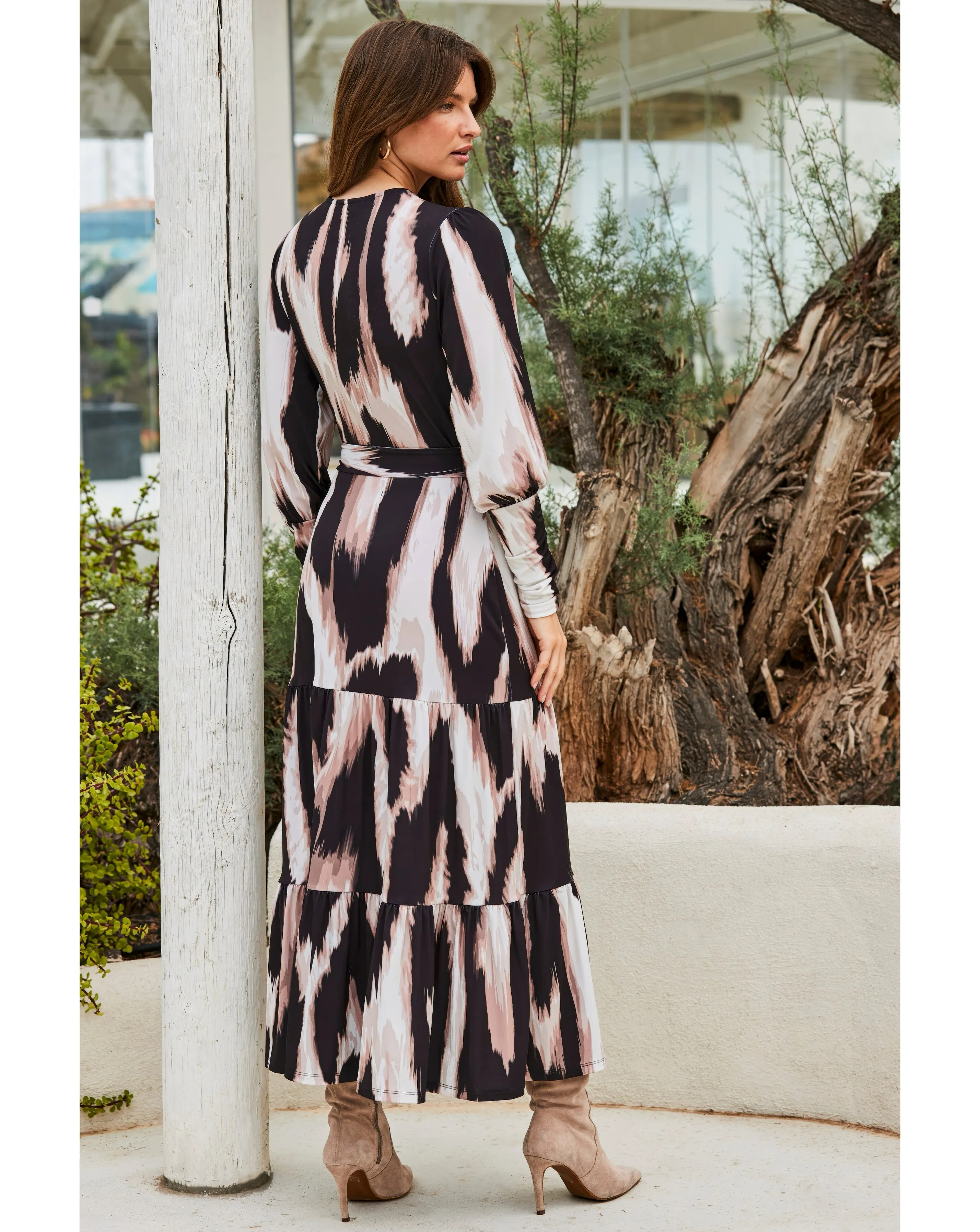 Sosandar Animal Print Midi Wrap Dress