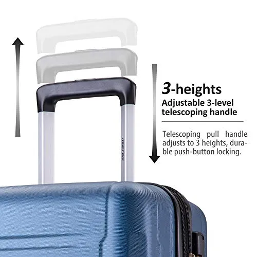 SSLine 3-Piece Hard-Shell Luggage Set with Spinner Wheels and TSA Lock Modern Elegant Expandable Travel Suitcase Lightweight Har