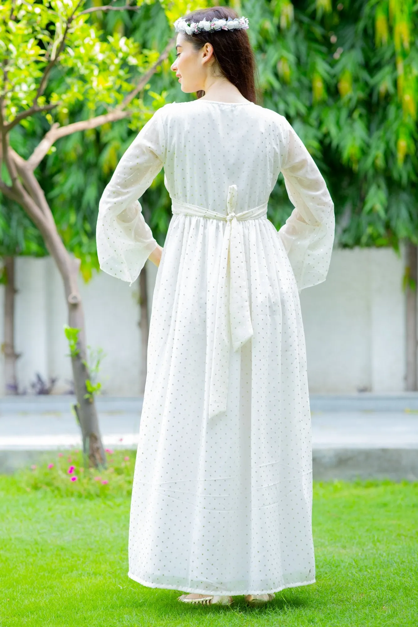 Starry White Maternity & Nursing Wrap Dress