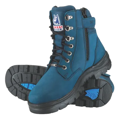 Steel Blue Southern Cross Zip Blue - Lace Up Zip Sided Steel Cap Ankle Boot