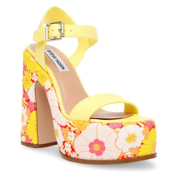 Steve Madden Sixties Yel Floral Pu Sandals