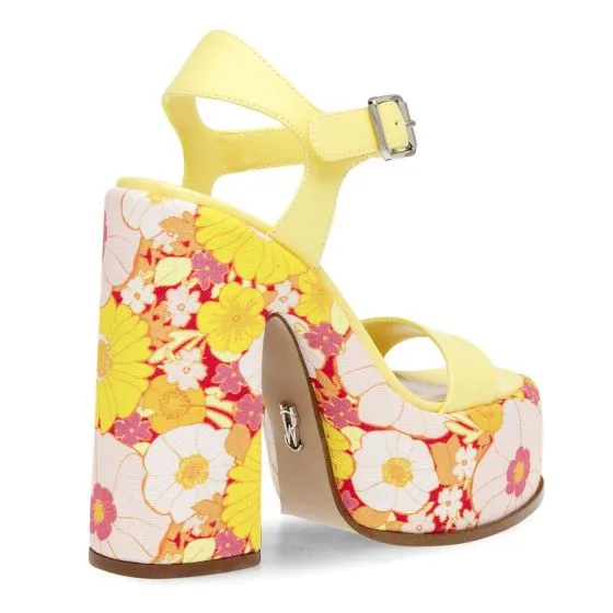 Steve Madden Sixties Yel Floral Pu Sandals