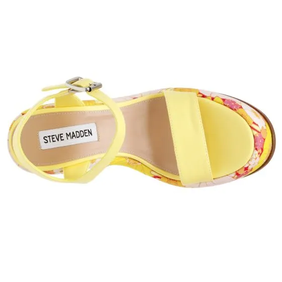 Steve Madden Sixties Yel Floral Pu Sandals