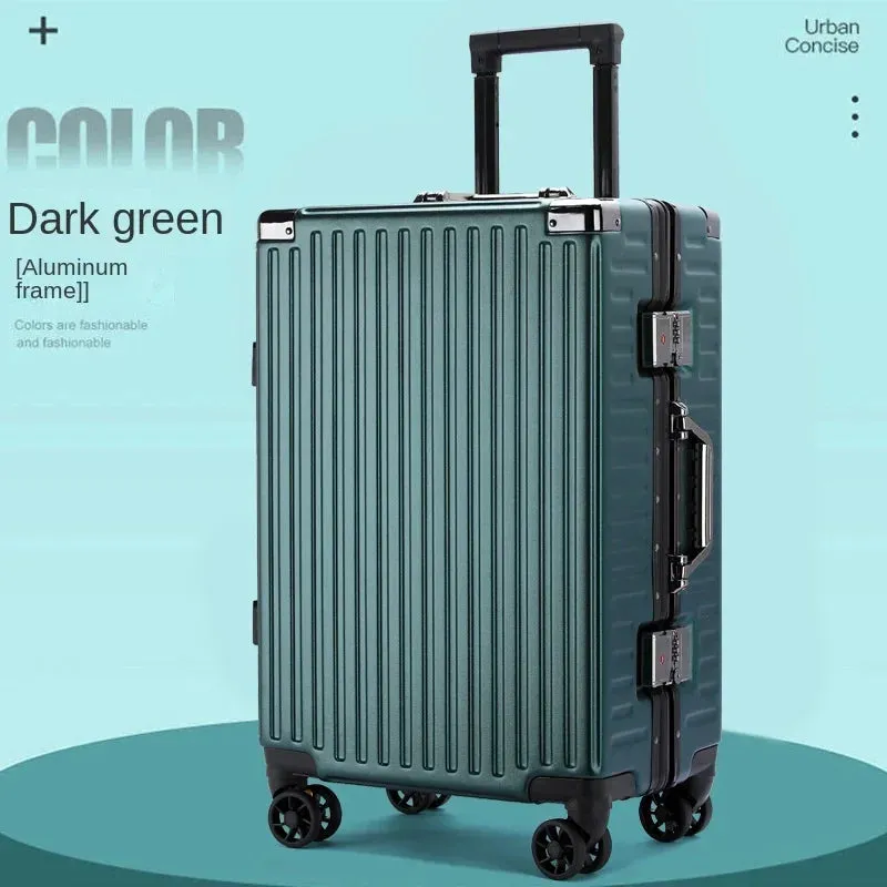 Suitcase Aluminum Frame Trunk Waterproof Man Bag Can Sit Cabin Suitcase 20 inch Female Carry-on Boarding Password Trolley Case