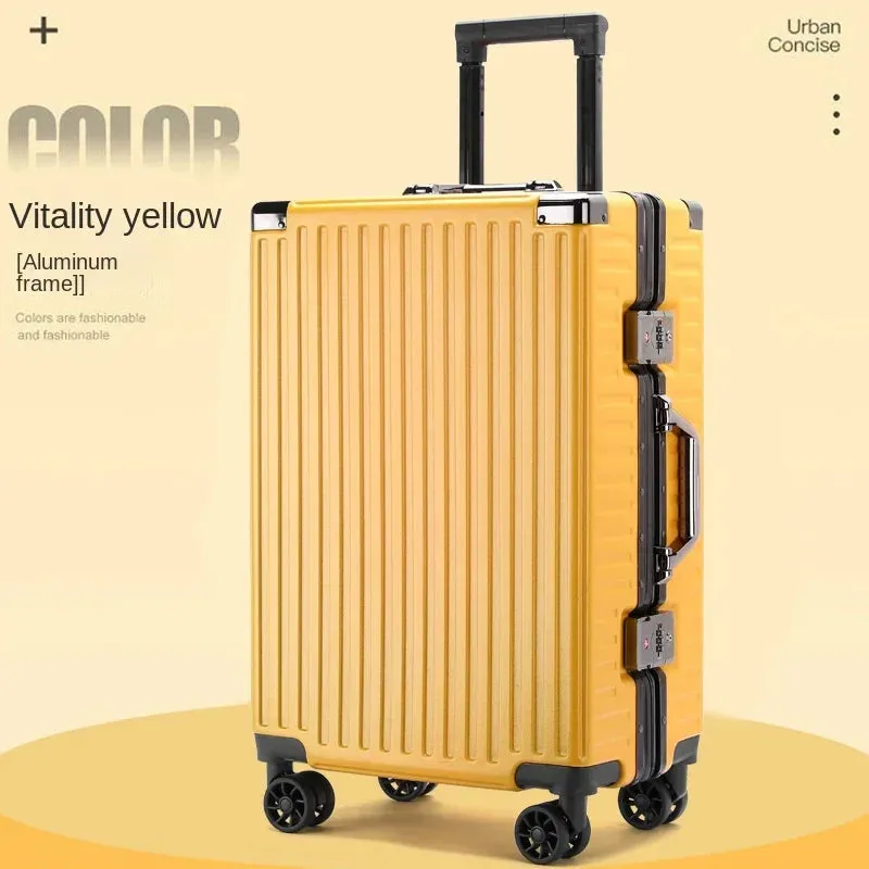 Suitcase Aluminum Frame Trunk Waterproof Man Bag Can Sit Cabin Suitcase 20 inch Female Carry-on Boarding Password Trolley Case